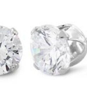 1.5 ct Sterling Silver CZ Stud Earrings 6MM